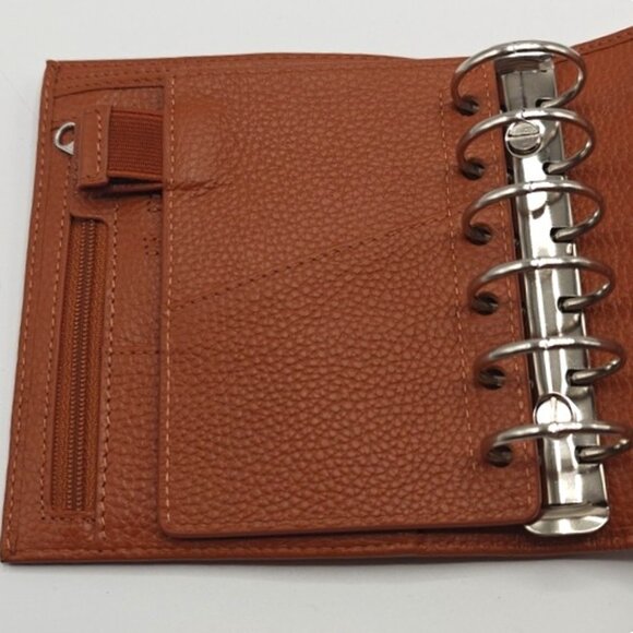 Moterm Leather Pocket Luxe 6 Rings Organizer Planner Pebble-Burnt Orange - Picture 7 of 10